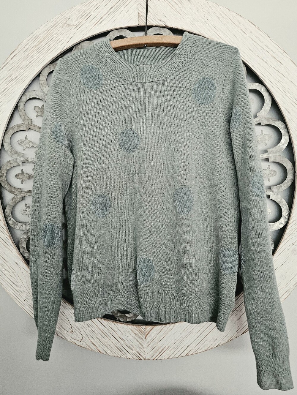 Cynthia Rowley Mint Green Crewneck Polka Dot Sweater